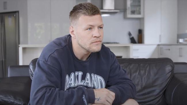 Still from a Collingwood video released of an interview with Jordan De Goey as he remains on personal leave after blowback from a Bali trip.