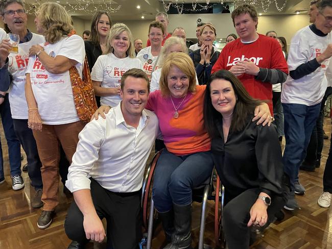 Dr Gordon Reid, left, claims victory in the federal election for the seat of Robertson.