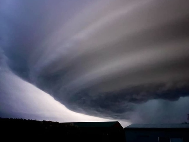 A photo taken by a local woman and uploaded to Facebook shows the storm moving in. Picture: Facebook/Rachel Hateley