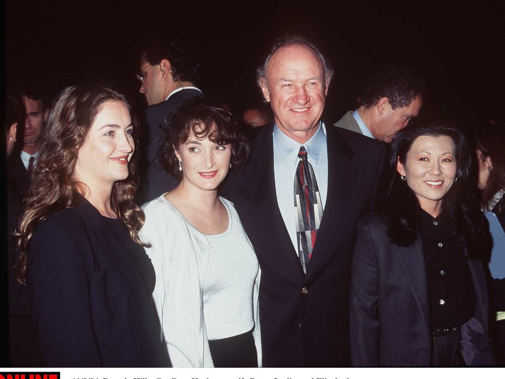 Gene Hackman with daughters Leslie and Elizabeth and wife Betsy Arakawa in 1993. Picture: Supplied