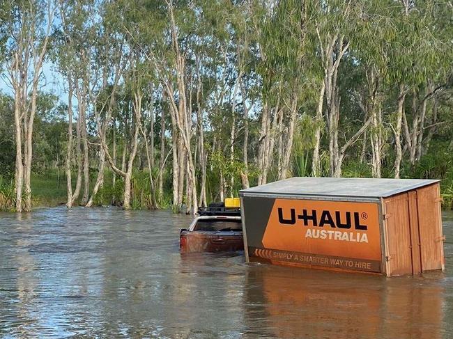 The U-Haul trapped in floodwaters. Picture: NT Police