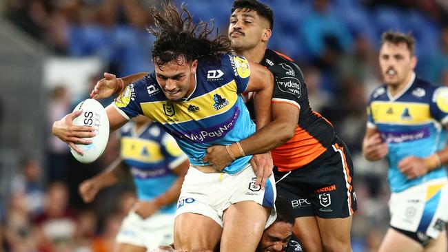 Tino Fa'asuamaleaui has a lot of responsibility as captain at just 22. Picture: Chris Hyde/Getty Images