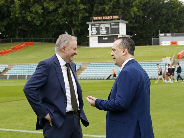 Prime Minister Anthony Albanese announced a $40m lifeline for Leichhardt Oval. Picture: NewsWire