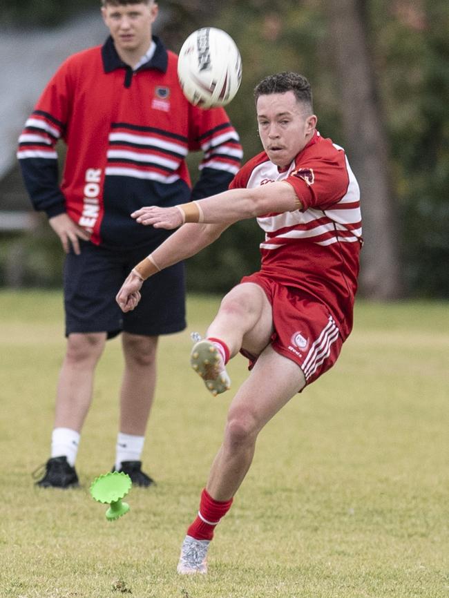 Tom Weaver, kicking for PBC against St Mary's College Picture: Nev Madsen.