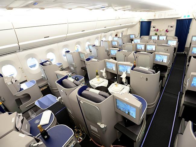 The interior of the business class of the new Airbus A350 XWB.