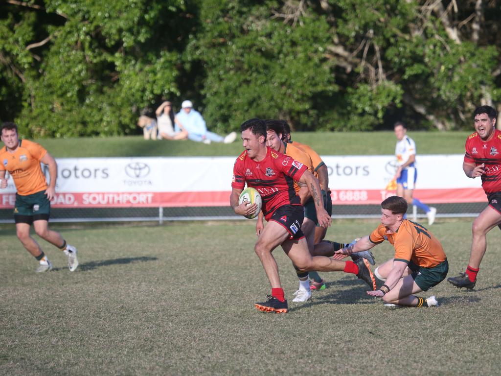 GCDRU grand final rematch, round 9. Surfers Paradise Dolphins v Griffith Uni Colleges Knights. June 8 2024, picture: Richard Gosling