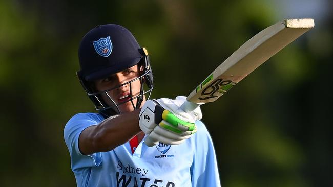 BRISBANE, AUSTRALIA - FEBRUARY 13: Sam Konstas of New South Wales celebrates his century during the ODC match between Queensland and New South Wales at Allan Border Field, on February 13, 2025, in Brisbane, Australia. (Photo by Albert Perez/Getty Images)