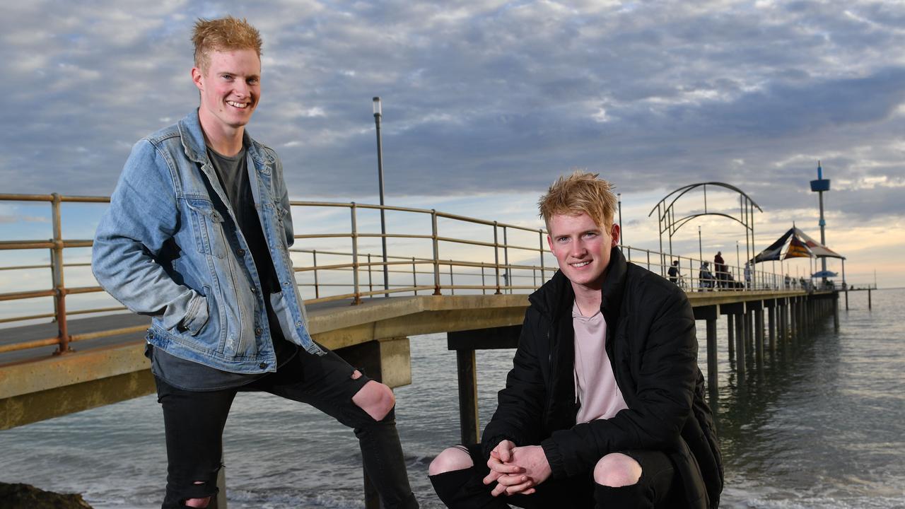 23/5/19. Twins and brothers Mark (plays for South Adelaide SANFL League) and John Noble - 19yrs (plays for West Adelaide SANFL League) have nominated for the AFL mid-season draft. Picture: Keryn Stevens