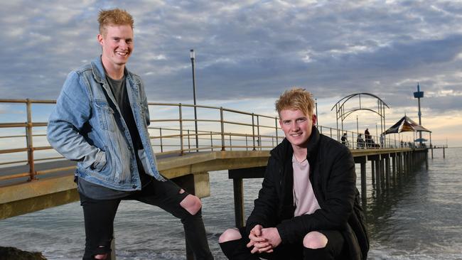 23/5/19. Twins and brothers Mark (plays for South Adelaide SANFL League) and John Noble - 19yrs (plays for West Adelaide SANFL League) have nominated for the AFL mid-season draft. Picture: Keryn Stevens