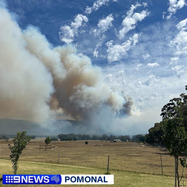 A fire burns in Pomonal Victoria. Picture: Nine News