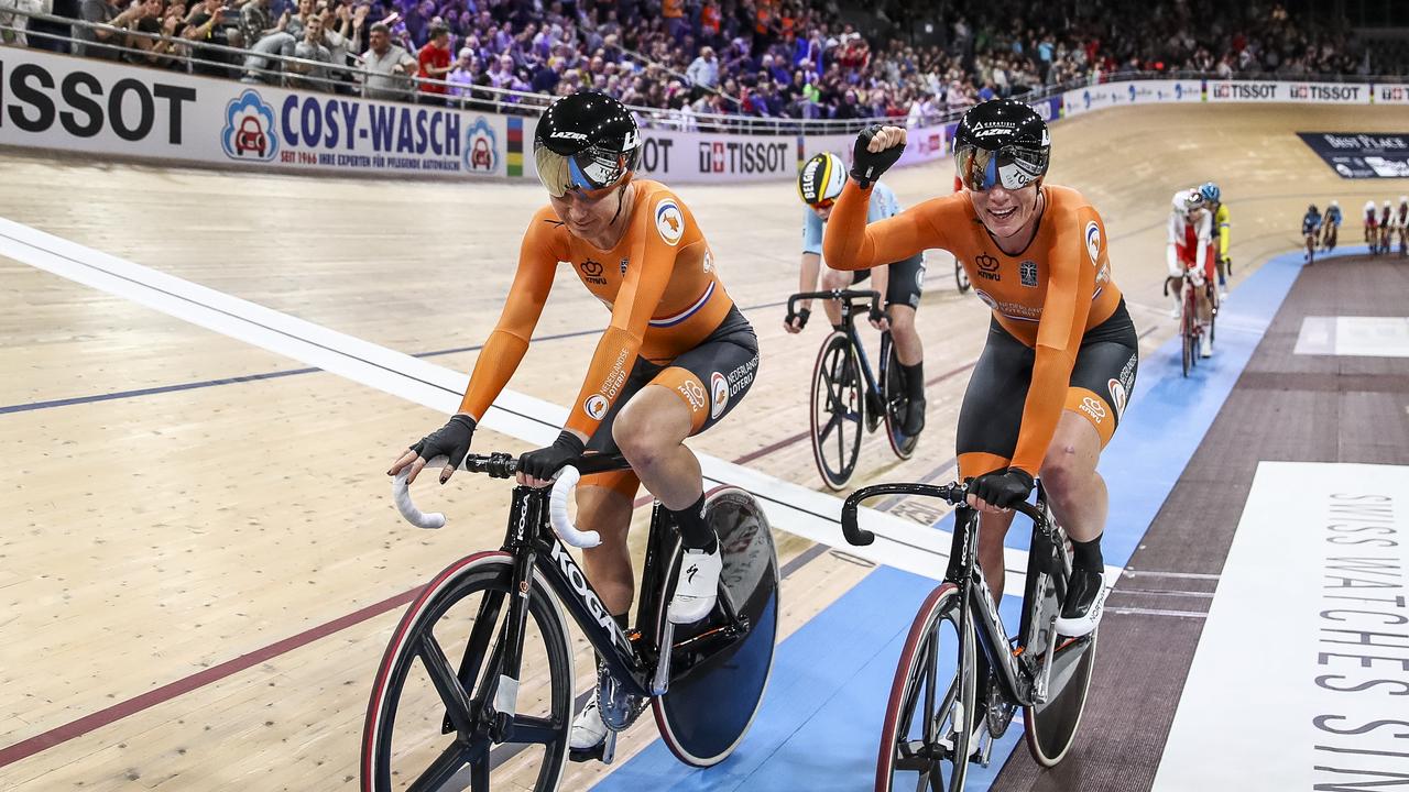 Kirsten Wild and Amy Pieters win the 2020 women’s Madison world title. Photo by Maja Hitij/Getty Images