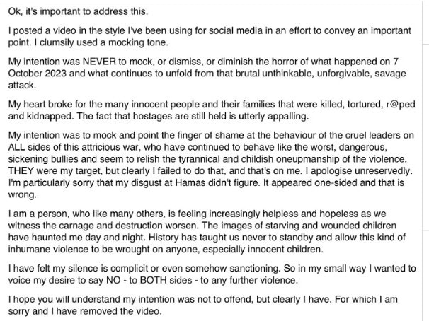 French later released this statement.