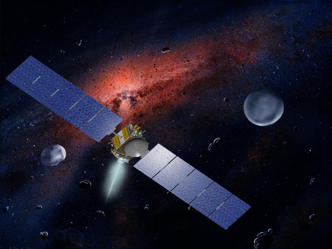 Into the asteroid belt ... An artists impression of he Dawn spacecraft with Ceres and Vesta. Source: NASA