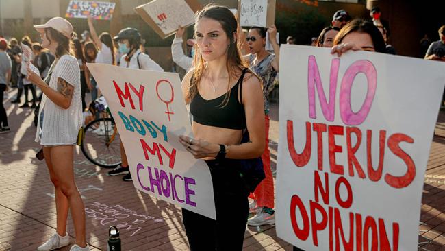 Abortion rights protesters chant during a pro-choice rally at the Tucson Federal Courthouse in Tucson, Arizona last week. Picture: Sandy Huffaker/AFP