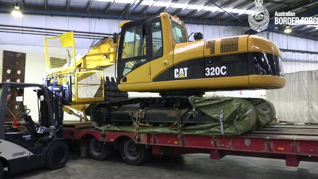 The excavator used to hide 384kg of cocaine worth $144 million. Picture: Australian Border Force