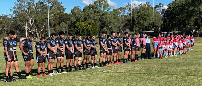 Swifts and Brothers players and officials paid tribute to Shaquille Eruera and Ian Rodgers before their latest A-Grade match at Purga. Picture: David Martin