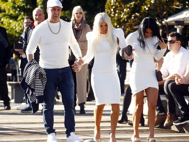 Jeff Fenech with his wife and daughter arrive for Kyle Sandilands 50th birthday party. Picture: Sam Ruttyn