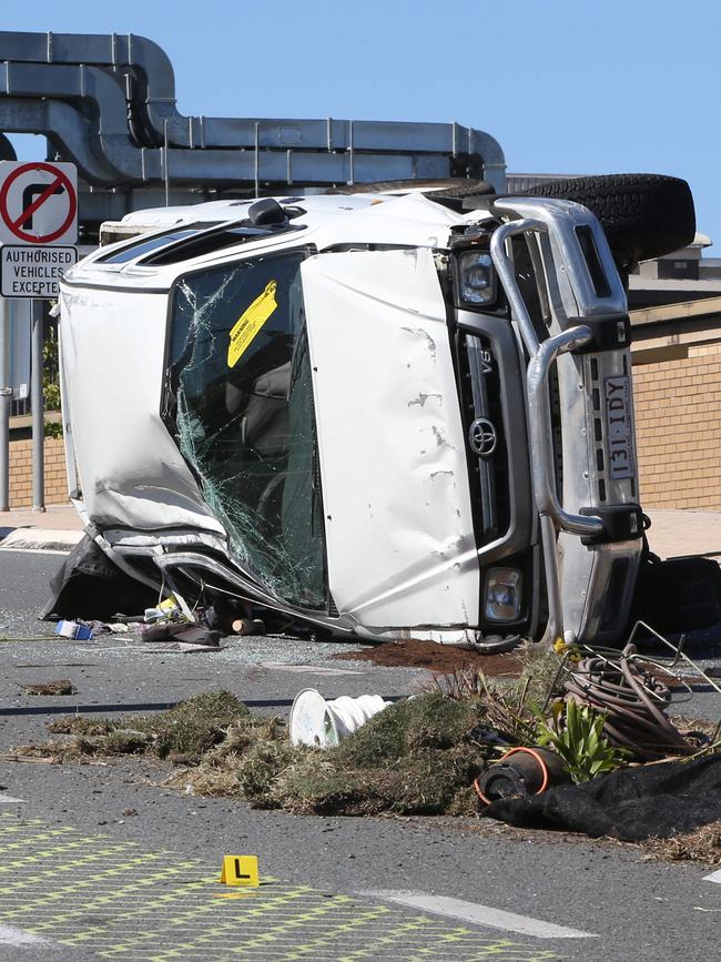 The car at the scene. Picture Glenn Hampson