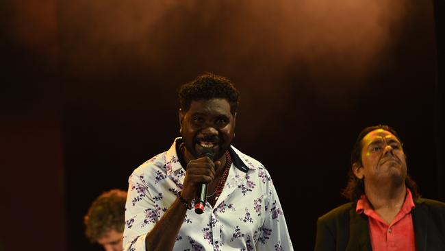 Yolngu songman Yirrmal pays tribute to the passing of Uncle Archie Roach at the 2022 National Indigenous Music Awards. Picture: (A)manda Parkinson