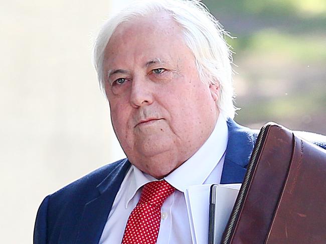 Businessman Clive Palmer arrives to the District Court in Brisbane, Thursday, July 25, 2019. Liquidators are trying to claw back $200 million in claims owed by Mr Palmer over the collapse of Queensland Nickel. (AAP Image/Jono Searle)