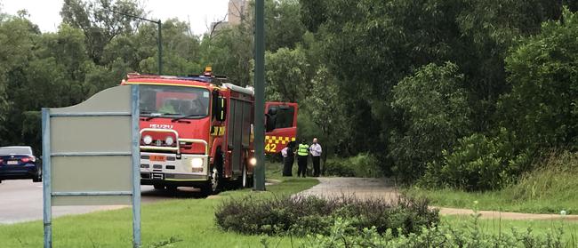 The body was found submerged in a small creek