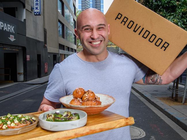 Shane Delia, CEO of Providoor [company that delivers food from Melb restaurants}, He is talking to us about how resilient the hospo industry has to be and how they are evolving through this crisis etc. Shane at his restaurant, Maha, in the City., Picture: Jay Town