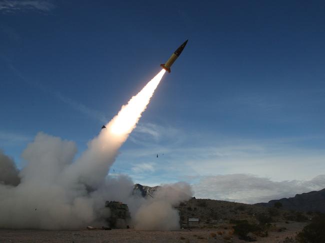 This handout photo courtesy of the US Department of Defense taken on December 14, 2021 shows the US Army conducting live fire tests of the Army Tactical Missile System (ATACMS) at the White Sands Missile Range in New Mexico. US President Joe Biden has authorized Ukraine to use long-range American missiles, such as ATACMS, against military targets inside Russia, a US official told AFP on condition of anonymity, confirming media reports. (Photo by John Hamilton / DoD / AFP) / RESTRICTED TO EDITORIAL USE - MANDATORY CREDIT 