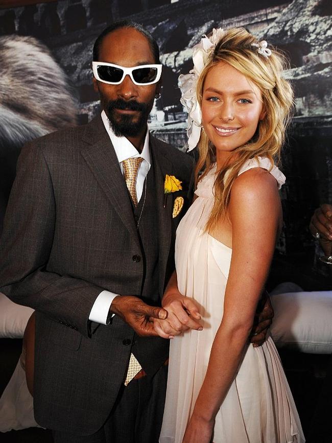 2008: Snoop Dog and Jennifer Hawkins rub shoulders at the Emirates Melbourne Cup. Picture: News Corp