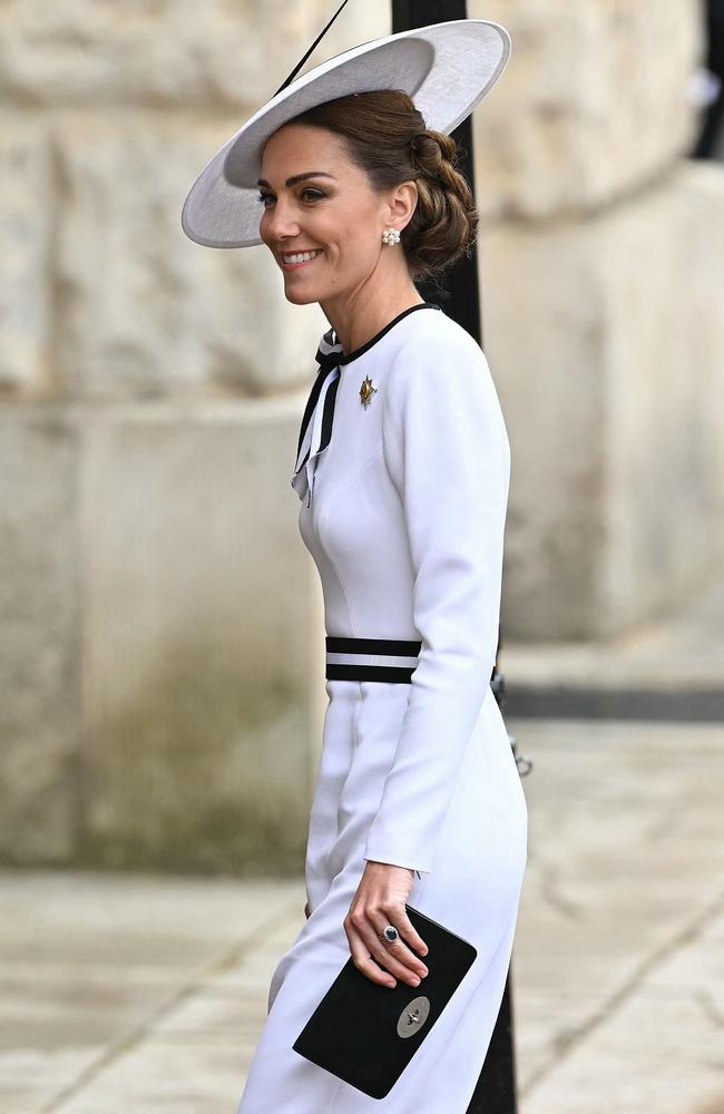 Britain's Catherine, Princess of Wales, arrives to Horse Guards Parade for the King's Birthday Parade "Trooping the Colour" in London on June 15. Picture: AFP