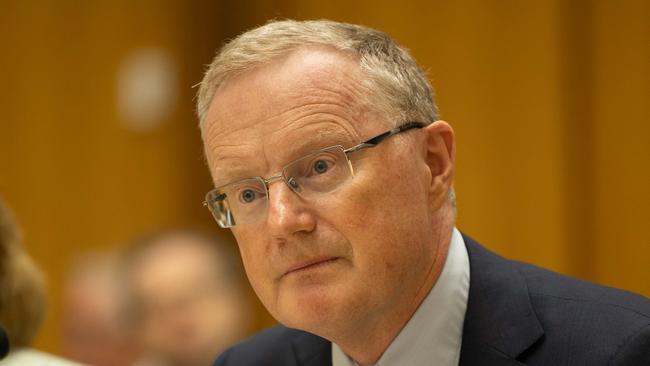 Reserve Bank Governor Philip Lowe during Senate estimates on Wednesday. Picture: NCA NewsWire / Gary Ramage