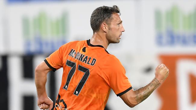 Scott McDonald will be free to play against Western United in the A-League finals. Picture: Albert Perez/Getty Images