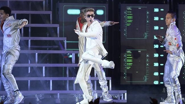 Justin Bieber performs live for fans at Brisbane Entertainment Centre last night. Pic: Getty Images