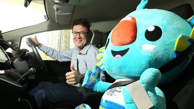 Liberal MP Rob Molhoek and his giant Borobi. Picture Glenn Hampson