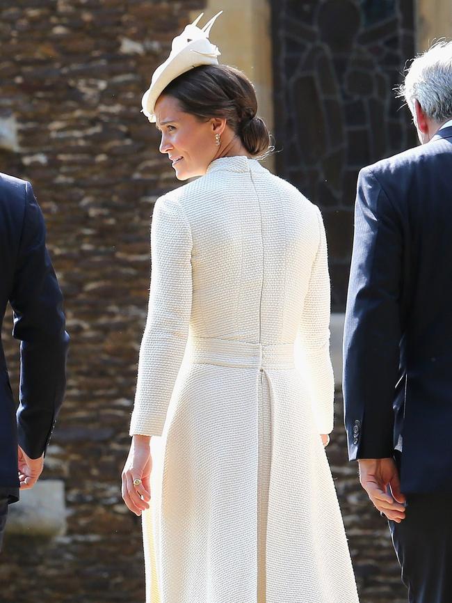 Pippa Middleton, sister of Catherine the Duchess of Cambridge arrives for her niece Charlotte’s Christening at St. Mary Magdalene Church in Sandringham, England, on July 5, 2015. Picture: AFP