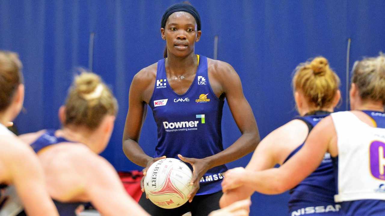 STRONG: Sunshine Coast Lightning's Phumza Maweni in action at training this week. Picture: Patrick Woods