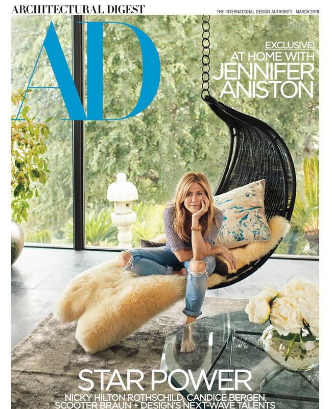 Jennifer Aniston on the cover of the March 2018 issue of Architectual Digest.