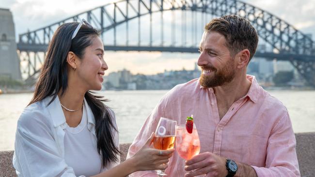 Haenu Park and Thomas Burgeot enjoy a drink at Opera Bar. Picture Thomas Lisson