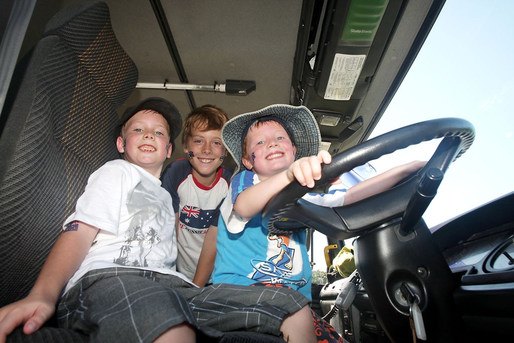 Luke, Patrick and Joseph Hartwell from Canberra. Picture: Crystal Spencer