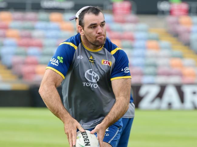 Kane Linnett at Cowboys training, he would notch 164 appearances for the club between 2012 and 2018.