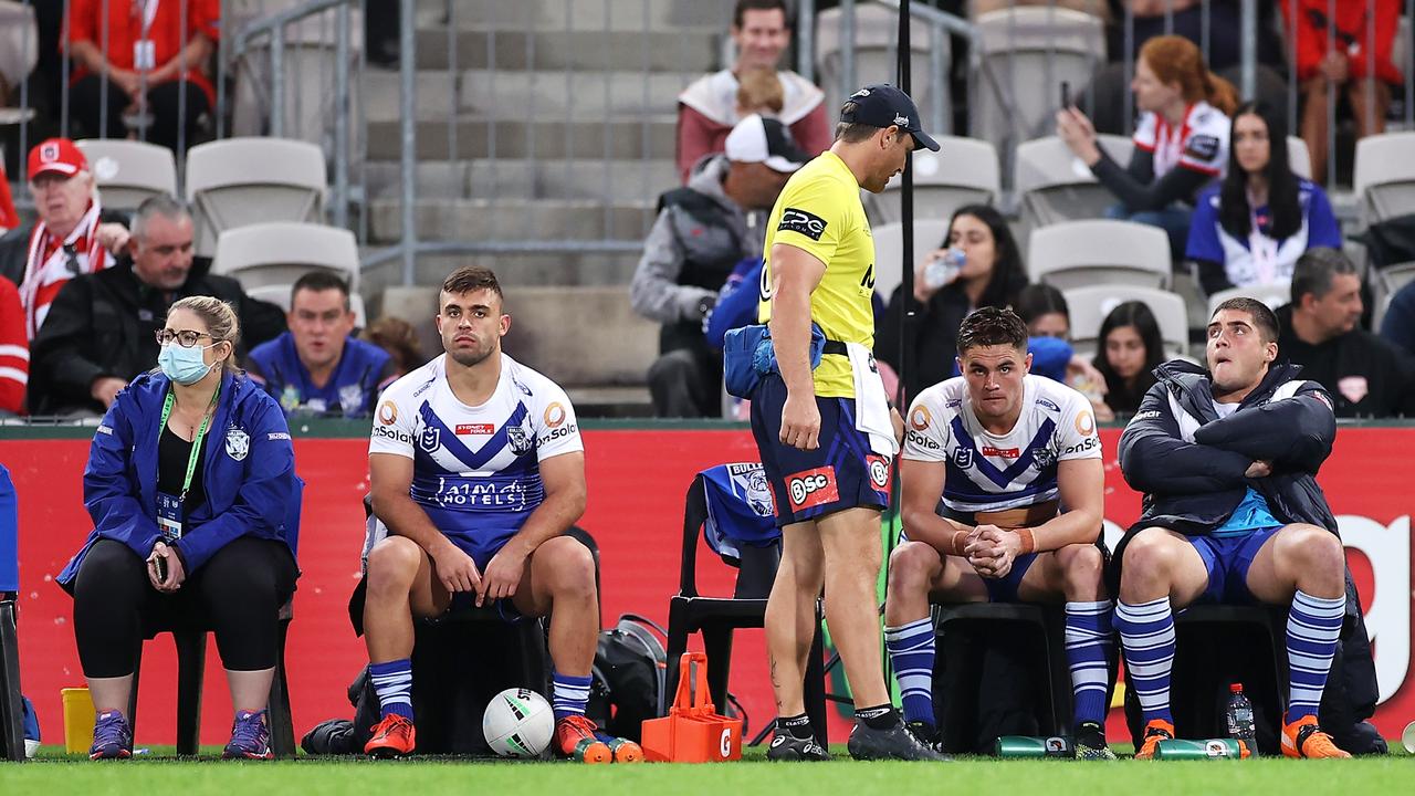 Kyle Flanagan watches on from the bench during round nine last year. Picture: Mark Kolbe/Getty Images