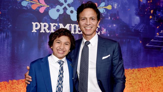 The stars of Disney-Pixar’s Coco, Anthony Gonzalez (left) and Benjamin Bratt. Picture: Kevin Winter/Getty Images