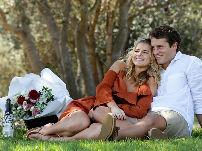 Tegan Martin and partner Blake Worrall Thompson plan to celebrate Valentine's Day with a romantic picnic. Picture: Jonathan Ng