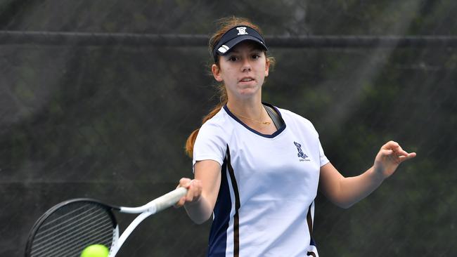 Tennis action with Grace Cadwallader of St Aidans Saturday August 6, 2022. Picture, John Gass