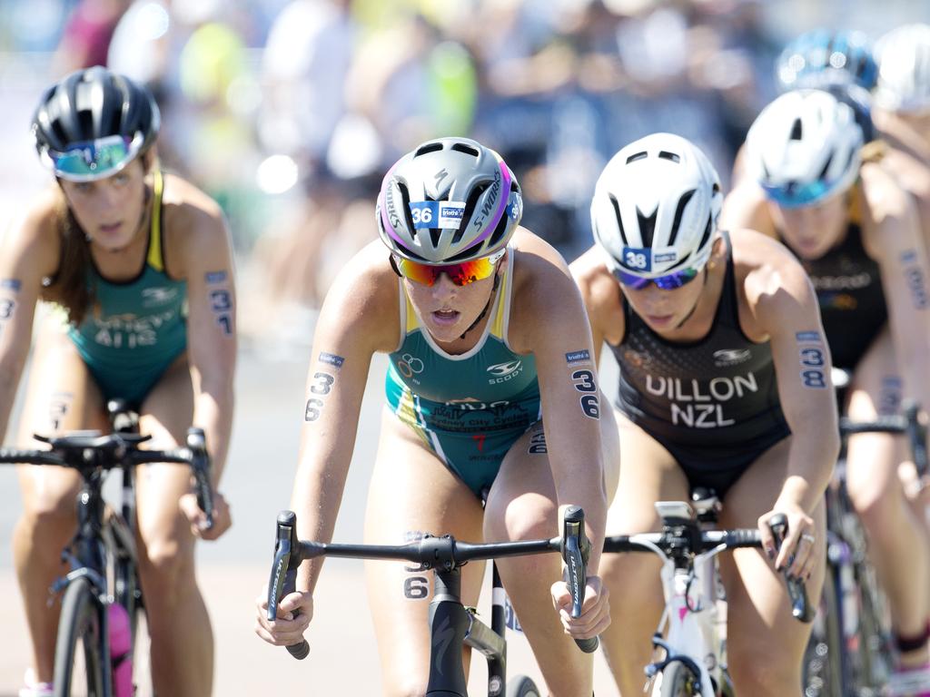 Matilda Offord AUS during the cycle leg of the Women's Elite &amp; U23 Devonport Triathlon. PICTURE CHRIS KIDD