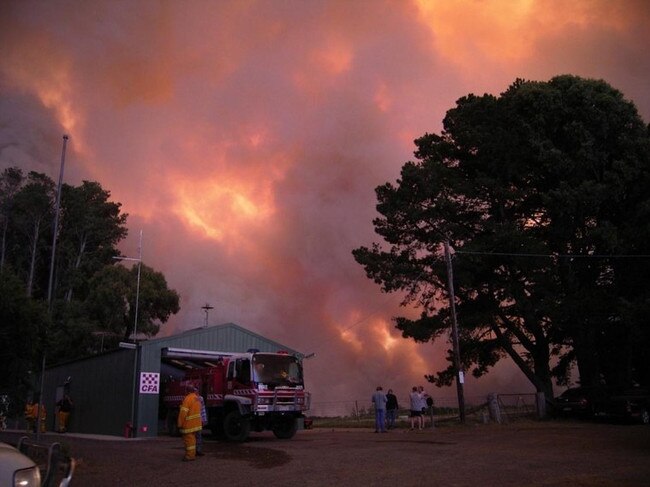 The Kilmore East fire from Kinglake West Fire Station on Black Saturday. Picture: Supplied