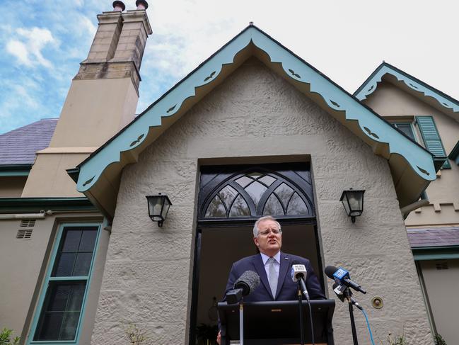 Scott Morrison at Kirribilli House in Sydney. Picture: Dylan Coker/NCA NewsWire