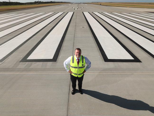 30/04/2020 : Gert-Jan de Graaff ,Chief Executive Officer of Brisbane Airport Corporation, on the finished second runway, fully completed today. Lyndon Mechielsen/The Australia