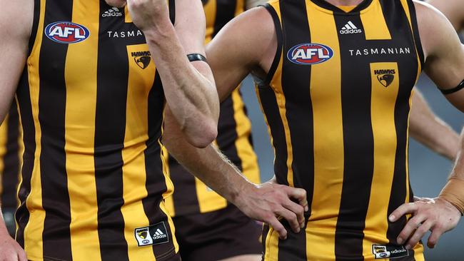 MELBOURNE. 10/04/2022. AFL. Round 4. Hawthorn vs St Kilda at the MCG. James Sicily of the Hawks after todays loss to St Kilda. Photo by Michael Klein