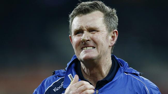 AFL Round 16 Geelong v Western Bulldogs at Simonds Stadium, Geelong. Bulldogs coach Brendan McCartney at 3qtr time. Pic: Michael Klein. Sunday July 6, 2014.