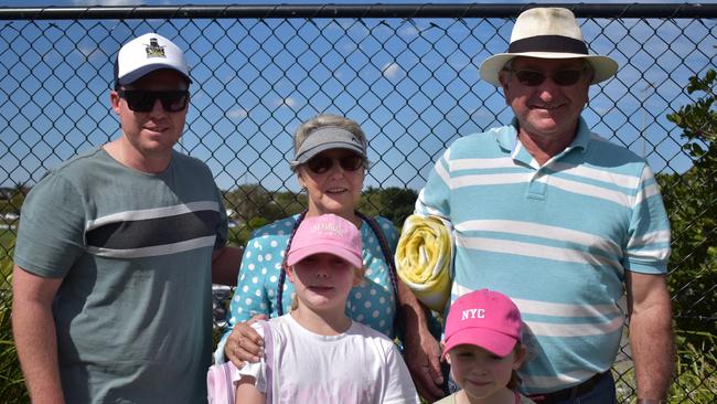 Dale Warne, Lexi and Mia Waugh, Carmel Warne at the Sunshine Coast Rugby League Finals 2022.